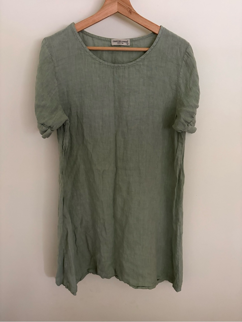 Italian-made Sage Linen Dress